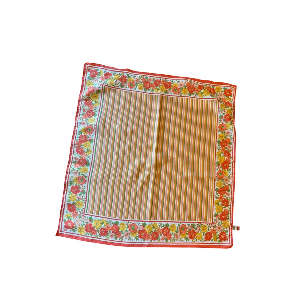 Gifts of Italy Scarf Floral Stripe Polyester Made in Italy‎ Square